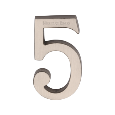 Click Here To Enlarge This Photo Of C1564 5-SN Heritage Brass Numeral 5 Concealed Fix 76mm &lpar;3"&rpar; Satin Nickel finish