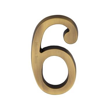 Click Here To Enlarge This Photo Of C1564 6-AT Heritage Brass Numeral 6 Concealed Fix 76mm &lpar;3"&rpar; Antique Brass finish
