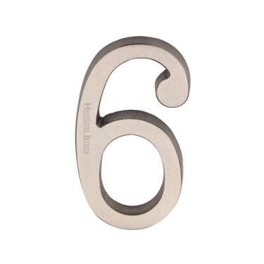 Click Here To Enlarge This Photo Of C1564 6-SN Heritage Brass Numeral 6 Concealed Fix 76mm &lpar;3"&rpar; Satin Nickel finish