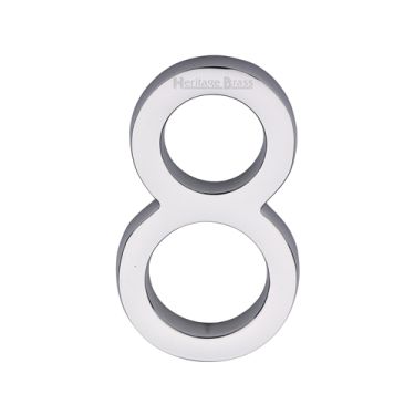 Click Here To Enlarge This Photo Of C1564 8-PC Heritage Brass Numeral 8 Concealed Fix 76mm &lpar;3"&rpar; Polished Chrome finish