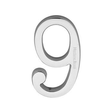 Click Here To Enlarge This Photo Of C1564 9-PC Heritage Brass Numeral 9 Concealed Fix 76mm &lpar;3"&rpar; Polished Chrome finish