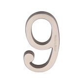 C1564 9-SN Heritage Brass Numeral 9 Concealed Fix 76mm &lpar;3"&rpar; Satin Nickel finish