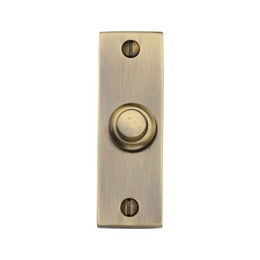 Click Here To Enlarge This Photo Of V1182-AT Heritage Brass Rectangular Bell Push 3" x 1" Antique Brass finish
