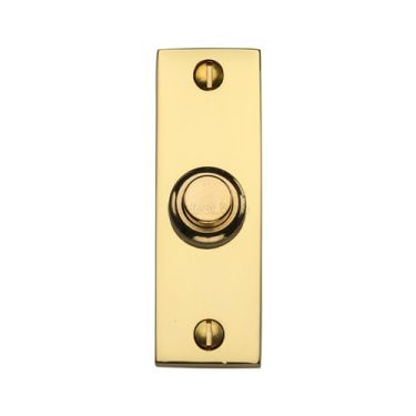 Click Here To Enlarge This Photo Of V1182-PB Heritage Brass Rectangular Bell Push 3" x 1" Polished Brass finish