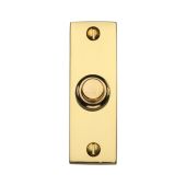 V1182-PB Heritage Brass Rectangular Bell Push 3" x 1" Polished Brass finish