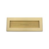 RR852 254&period;101-SB Heritage Brass Reeded Letterplate 10" x 4" Satin Brass finish