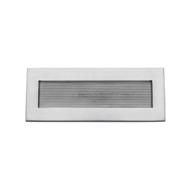 Click Here To Enlarge This Photo Of RR852 254&period;101-SC Heritage Brass Reeded Letterplate 10" x 4" Satin Chrome finish