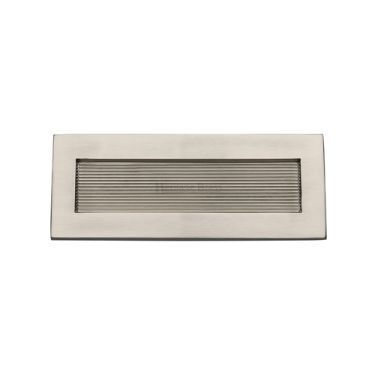 Click Here To Enlarge This Photo Of RR852 254&period;101-SN Heritage Brass Reeded Letterplate 10" x 4" Satin Nickel finish