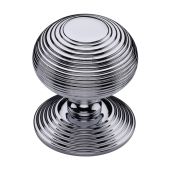 RR906-PC Heritage Brass Centre Door Knob Reeded Design 3 1&sol;2" Polished Chrome Finish