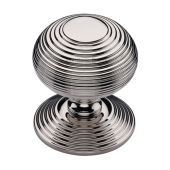 RR906-PNF Heritage Brass Centre Door Knob Reeded Design 3 1&sol;2" Polished Nickel Finish