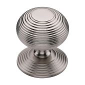 RR906-SN Heritage Brass Centre Door Knob Reeded Design 3 1&sol;2" Satin Nickel Finish