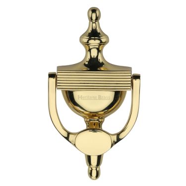 Click Here To Enlarge This Photo Of RR912 195-PB Heritage Brass Reeded Urn Knocker 7 1&sol;4" Polished Brass finish