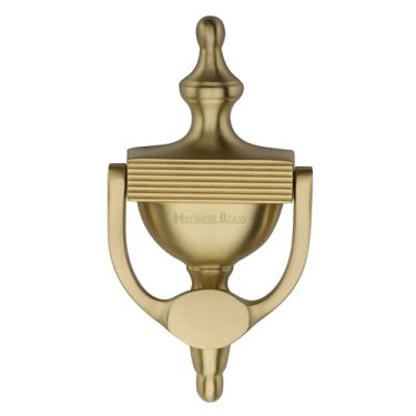 Click Here To Enlarge This Photo Of RR912 195-SB Heritage Brass Reeded Urn Knocker 7 1&sol;4" Satin Brass finish