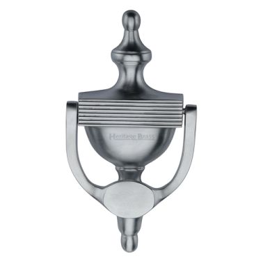 Click Here To Enlarge This Photo Of RR912 195-SC Heritage Brass Reeded Urn Knocker 7 1&sol;4" Satin Chrome finish