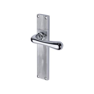 Click Here To Enlarge This Photo Of RR3010-PC Heritage Brass Charlbury Reeded Backplate Lever Latch Polished Chrome finish