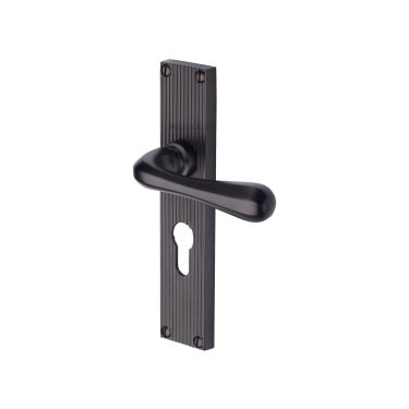 Click Here To Enlarge This Photo Of RR3048-MB Heritage Brass Charlbury Reeded Backplate Euro Profile Matt Bronze finish