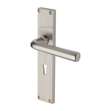 Click Here To Enlarge This Photo Of RR3700-SN Heritage Brass Octave Reeded Backplate Lever Lock Satin Nickel finish
