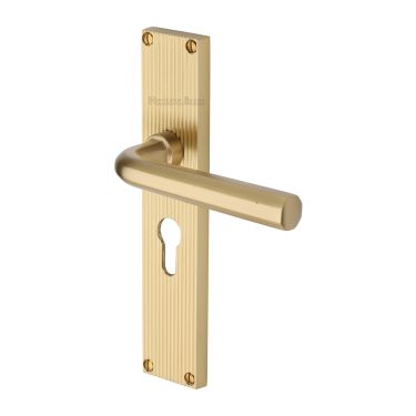 Click Here To Enlarge This Photo Of RR3748-SB Heritage Brass Octave Reeded Backplate Europrofile Satin Brass finish