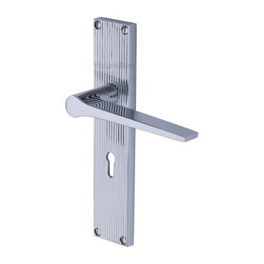 Click Here To Enlarge This Photo Of RR4700-PC Heritage Brass Gio Reeded Lever Lock Polished Chrome finish