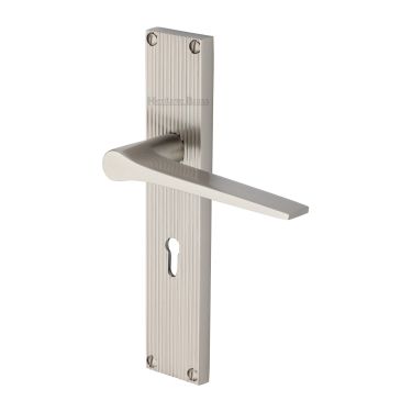 Click Here To Enlarge This Photo Of RR4700-SN Heritage Brass Gio Reeded Lever Lock Satin Nickel finish