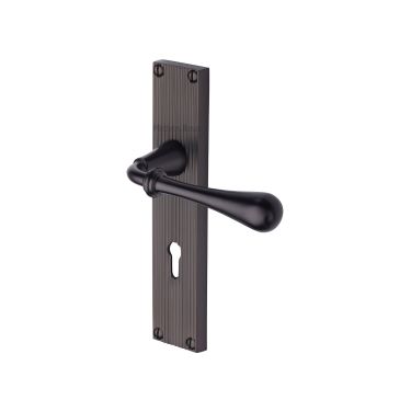 Click Here To Enlarge This Photo Of RR6000-MB Heritage Brass Roma Reeded Backplate Lever Lock Matt Bronze finish