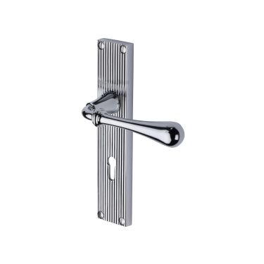 Click Here To Enlarge This Photo Of RR6000-PC Heritage Brass Roma Reeded Lever Lock Polished Chrome finish