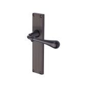RR6010-MB Heritage Brass Roma Reeded Backplate Lever Latch Matt Bronze finish