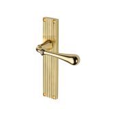 RR6010-PB Heritage Brass Roma Reeded Backplate Lever Latch Polished Brass finish