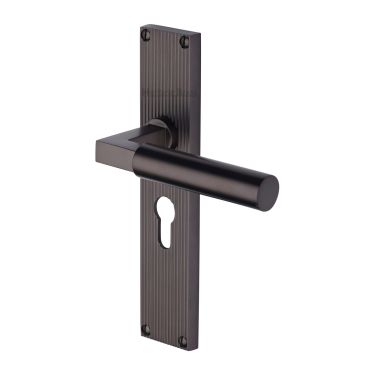 Click Here To Enlarge This Photo Of RR7348-MB Heritage Brass Bauhaus Reeded Backplate Europrofile Matt Bronze finish