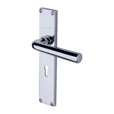 Click Here To Enlarge This Photo Of VT5900-PC Heritage Brass Octave Lever Lock Door Handle on 200mm Plate Polished Chrome finish