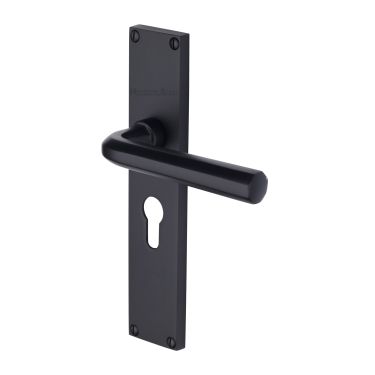 Click Here To Enlarge This Photo Of VT5948-BKMT Heritage Brass Octave Euro Profile Door Handle on 200mm Plate Matt Black finish