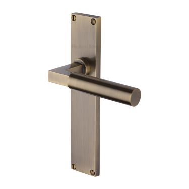 Click Here To Enlarge This Photo Of VT6310-AT Heritage Brass Bauhaus Lever Latch Door Handle on 200mm Plate Antique Brass finish