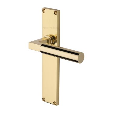 Click Here To Enlarge This Photo Of VT6310-PB Heritage Brass Bauhaus Lever Latch Door Handle on 200mm Plate Polished Brass finish