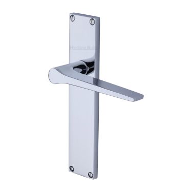 Click Here To Enlarge This Photo Of VT8110-PC Heritage Brass Gio Lever Latch Door Handle on 200mm Plate Polished Chrome finish