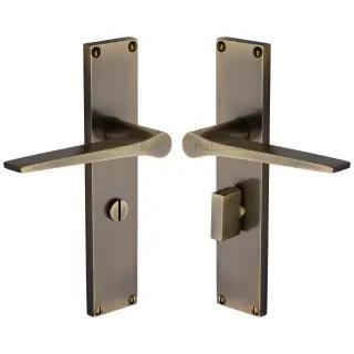 VT8130-AT Heritage Brass Gio Bathroom Set Door Handle on 200mm Plate Antique Brass finish