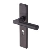 VTH4300-MB Heritage Brass Bauhaus Hammered Lever Lock Door Handle on 200mm Plate Matt Bronze finish