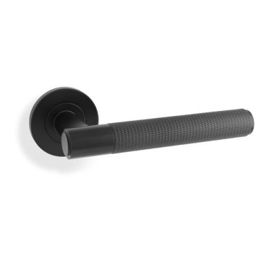 Click Here To Enlarge This Photo Of AW220BL - Alexander & Wilks Spitfire Knurled Lever on Round Rose - Black