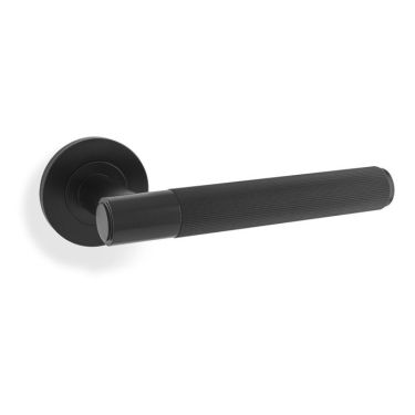 Click Here To Enlarge This Photo Of AW222BL - Alexander & Wilks Spitfire Reeded Lever on Round Rose - Black