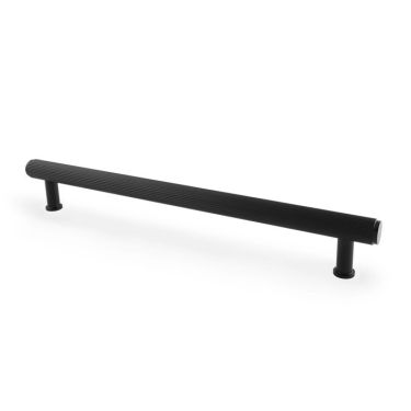 Click Here To Enlarge This Photo Of AW809R-224-BL - Alexander & Wilks Crispin Reeded T-Bar Cupboard Pull Handle - Black - 224mm
