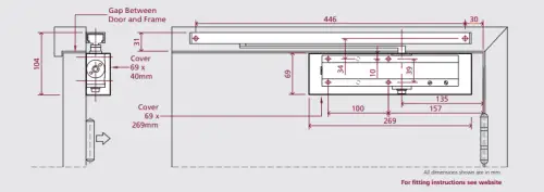 Click Here To Enlarge This Photo Of TS&period;24&period;WH - Rutland Size EN&period;2-4 Ezykam Overhead Slide Arm Door Closer - White