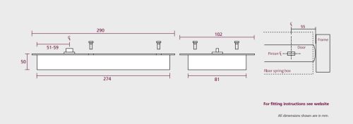 Click Here To Enlarge This Photo Of TS&period;7104NHO&period;SAX&period;SSRH - Rutland Size EN&period;1-4 Single Action &lpar;Non Hold Open&rpar; Floor Spring with Backcheck & Stainless Steel Cover Plates - Right Hand Opening