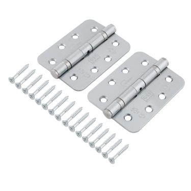 Click Here To Enlarge This Photo Of Eclipse 14104 Grade 11 Satin Chrome &lpar;Mild Steel&rpar; Ball Bearing Radius Corner Hinges 102 x 76 x 2&period;7mm