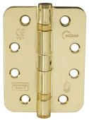 Eclipse 14106 Grade 11 Polished Brass &lpar;Mild Steel&rpar; Ball Bearing Radius Corner Hinges 102 x 76 x 2&period;7mm