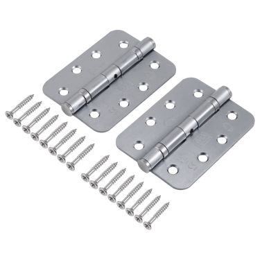 Click Here To Enlarge This Photo Of Eclipse 14204 Grade 13 Satin Chrome &lpar;Mild Steel&rpar; Ball Bearing Radius Corner Hinges 102 x 76 x 2&period;7mm