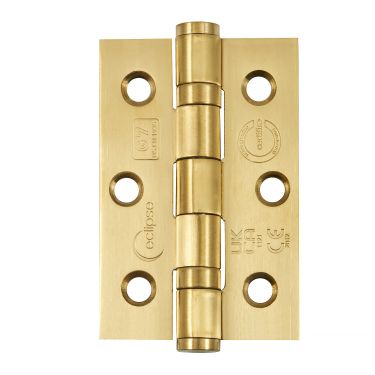 Click Here To Enlarge This Photo Of Eclipse 14852SBP Grade 7 Satin Brass &lpar;Stainless Steel&rpar; Ball Bearing Hinges 76 x 51 x 2mm