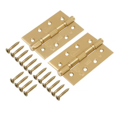 Click Here To Enlarge This Photo Of Eclipse 14344 Grade 7 Satin Brass &lpar;Stainless Steel&rpar; Slim Knuckle Ball Bearing Hinges 102 x 67 x 2mm