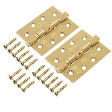 Click Here To Enlarge This Photo Of Eclipse 14854SBP Grade 13 Satin Brass &lpar;Stainless Steel&rpar; Ball Bearing Hinges 102 x 76 x 3mm