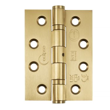 Click Here To Enlarge This Photo Of Eclipse PK854SBP Grade 13 Satin Brass &lpar;Stainless Steel&rpar; Ball Bearing Hinges 102 x 76 x 3mm &lpar;Pack of 3&rpar;
