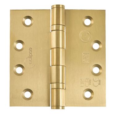 Click Here To Enlarge This Photo Of Eclipse 14841SBP Grade 13 Satin Brass &lpar;Stainless Steel&rpar; Ball Bearing Hinges 102 x 102 x 3mm