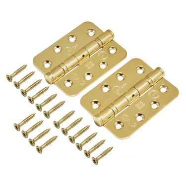 Click Here To Enlarge This Photo Of Eclipse 14879 Grade 13 Polished Brass &lpar;Stainless Steel&rpar; Ball Bearing Radius Corner Hinges 102 x 76 x 3mm